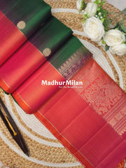 STRIPES BORDER BUTTA SOFT SILK SAREE GREEN PEACH