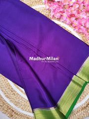 JARI BORDER 3 INCH PURE CREPE SILK SAREE VOILET GREEN