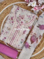 ARTHEN LINEN UNSTITCHED SALWAR SUIT PINK