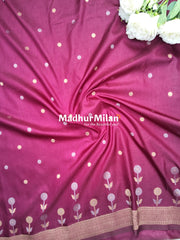 SUNFLOWER MALAI SILK SAREE WINE