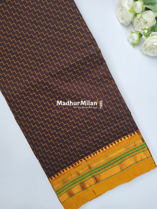 ILKAL ZIG ZAG SAREE BROWN