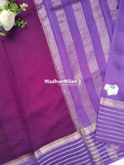 8 LINE BORDER ASSAM SILK SAREE WINE LAVENDER