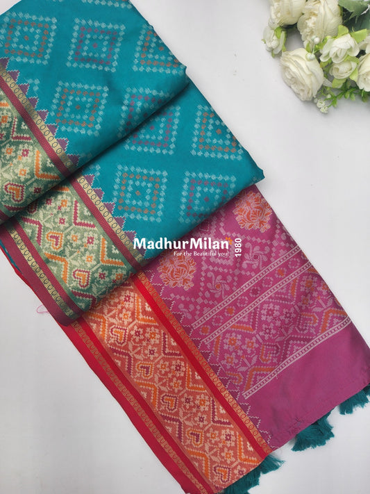 PATOLA SOFT SILK SAREE RAMA