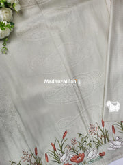 SOFT SILK EMBROIDERY WORK SAREE WHITE