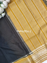 SEMI CREPE SILK SAREE DEEP GREEN YELLOW