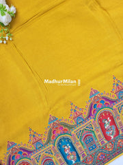 PASHMINA BROCADE SAREE MUSTARD