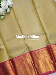 KORVAI CHECKS 8 INCH BORDER SAREE PALE GOLD PINK