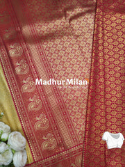 APSARA TISSUE SILK SAREE GOLDEN YELLOW PINK