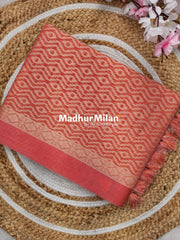 SWISS COTTON SAREE PEACH