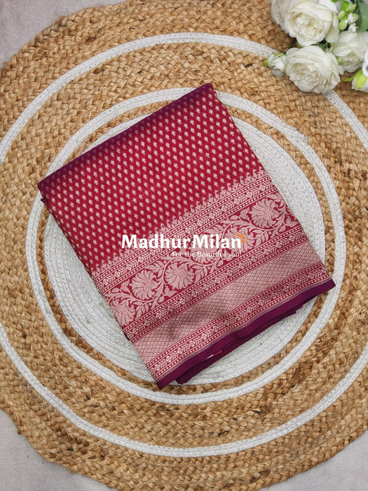 CHARVI BANARASI CREPE SILK SAREE WINE