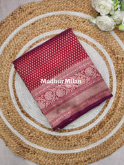 CHARVI BANARASI CREPE SILK SAREE WINE