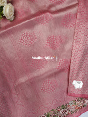 SOFT SILK EMBROIDERY WORK SAREE PINK