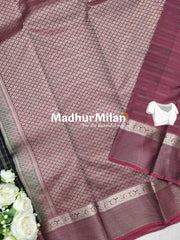 KANCHI SMALL CHECKS SAREE BLACK ONION PINK