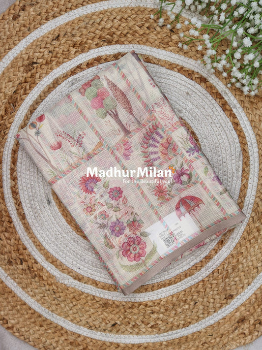 DIGITAL MONGA SILK SAREE PEACH