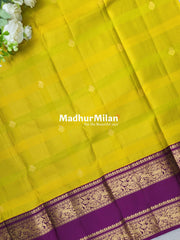 KANCHI CHECKS BUTTA BENTEX BORDER SAREE LEMON WINE