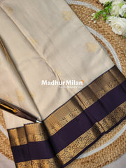 KANCHI CHECKS BUTTA BENTEX BORDER SAREE CREAM BROWN