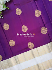 KANCHI BUTTA BENTEX BORDER SAREE PURPLE CREAM