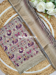 SAB RANG UNSTITCHED SALWAR SUIT TUSSER PURPLE