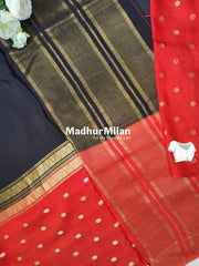 DHRUVI BANARASI SOFT CREPE SAREE BLACK RED