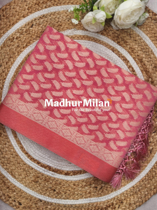 SWISS COTTON SAREE PINK