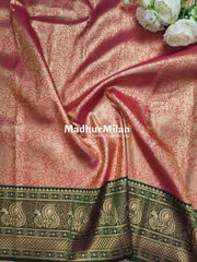 APSARA TISSUE SILK SAREE GOLDEN PINK GREEN