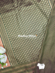 SHANTALA TISSUE SILK SAREE DUSTY RED DARK GREEN