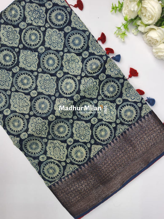 BLUE LOOM CHANDERI SAREE BLUE