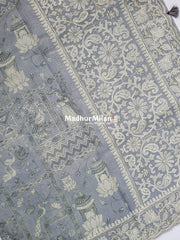 KOTA EMBROIDERY BODER WORK SAREE GREY
