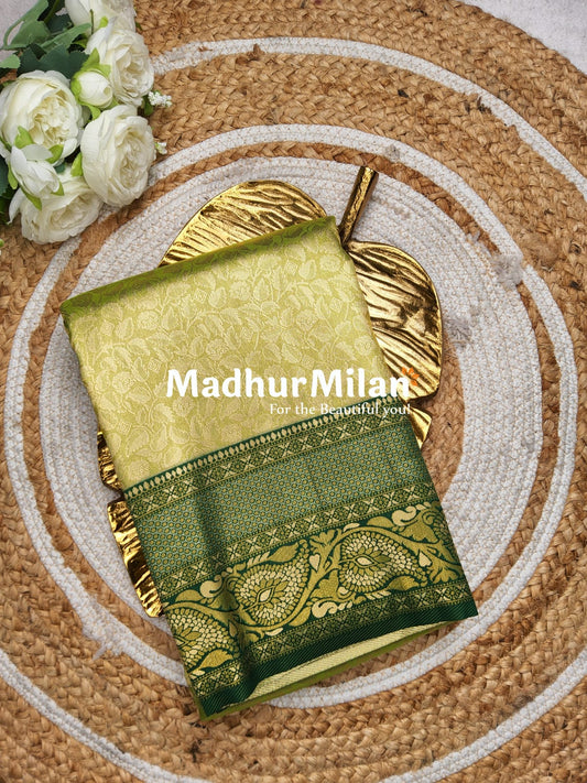 GANGOTRI TISSUE SILK SAREE DUSTY GREEN - GREEN