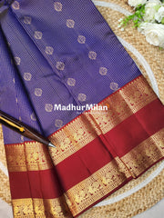 KANCHI CHECKS BUTTA BENTEX BORDER SAREE NAVYBLUE MAROON
