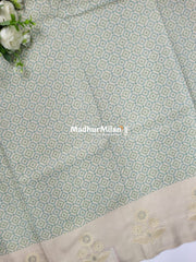 SEMI TUSSER EMBROIDERY BORDER SAREE SEA GREEN