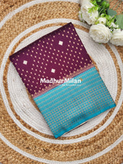 INAAYA BANARASI BLOOMS SAREE WINE BONDI BLUE