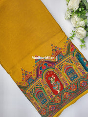 PASHMINA BROCADE SAREE MUSTARD