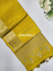 MAYA BANARASI RUSSIAN CREPE SAREE LIME