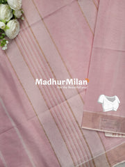 STRIPE LINES COTTON SAREE DUSTY PINK