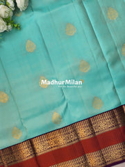 KANCHI BUTTA BENTEX BORDER SAREE BLUE PURPLE
