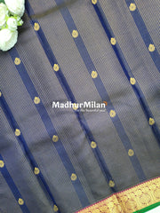 KORVAI CHECKS BUTTA BORDER SAREE NAVY BLUE WINE