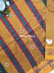 ILKAL PEACOCK KASUTHI WORK SAREE MEHINDI