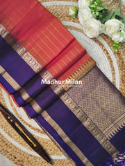 BENTEX BORDER LINES BODY SOFT SILK SAREE PEACH VIOLET