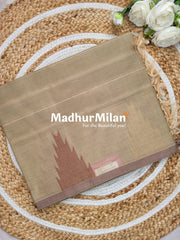 SUTI TEMPLE BUTTA BORDER COTTON SAREE LIGHT KHAKI