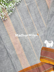 CHETTINAD COTTON SAREE GREY YELLOW