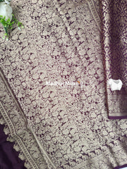 BANARASI RUSSIAN CREPE SAREE WINE