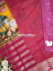 CHITRA PRINTS CREPE SAREE YELLOW PINK