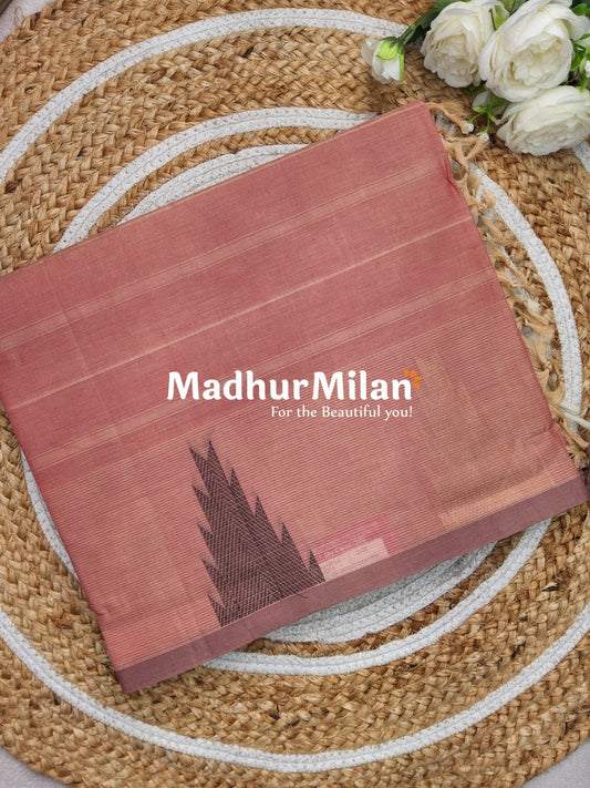 SUTI TEMPLE BUTTA BORDER COTTON SAREE DUSTY PINK