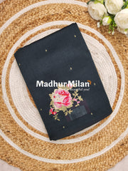 SATTVA RAW SILK EMBROIDERY WORK SAREE DARK GREEN