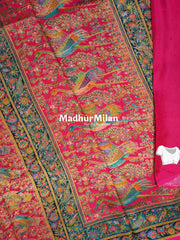 BANARASI ALFA TISSUE MEENA WEAVE SAREE PINK