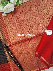 STRIPES BUTTA SOFT SILK SAREE BLACK RED