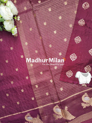 PEACOCK BORDER BANARASI SAREE WINE