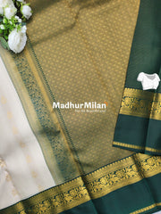 KORVAI CHECKS BENTEX BORDER SAREE CREAM GREEN
