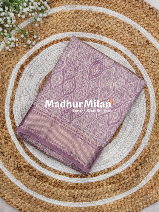 ASSAM SILK PRINTED SAREE DUSTY PURPLE